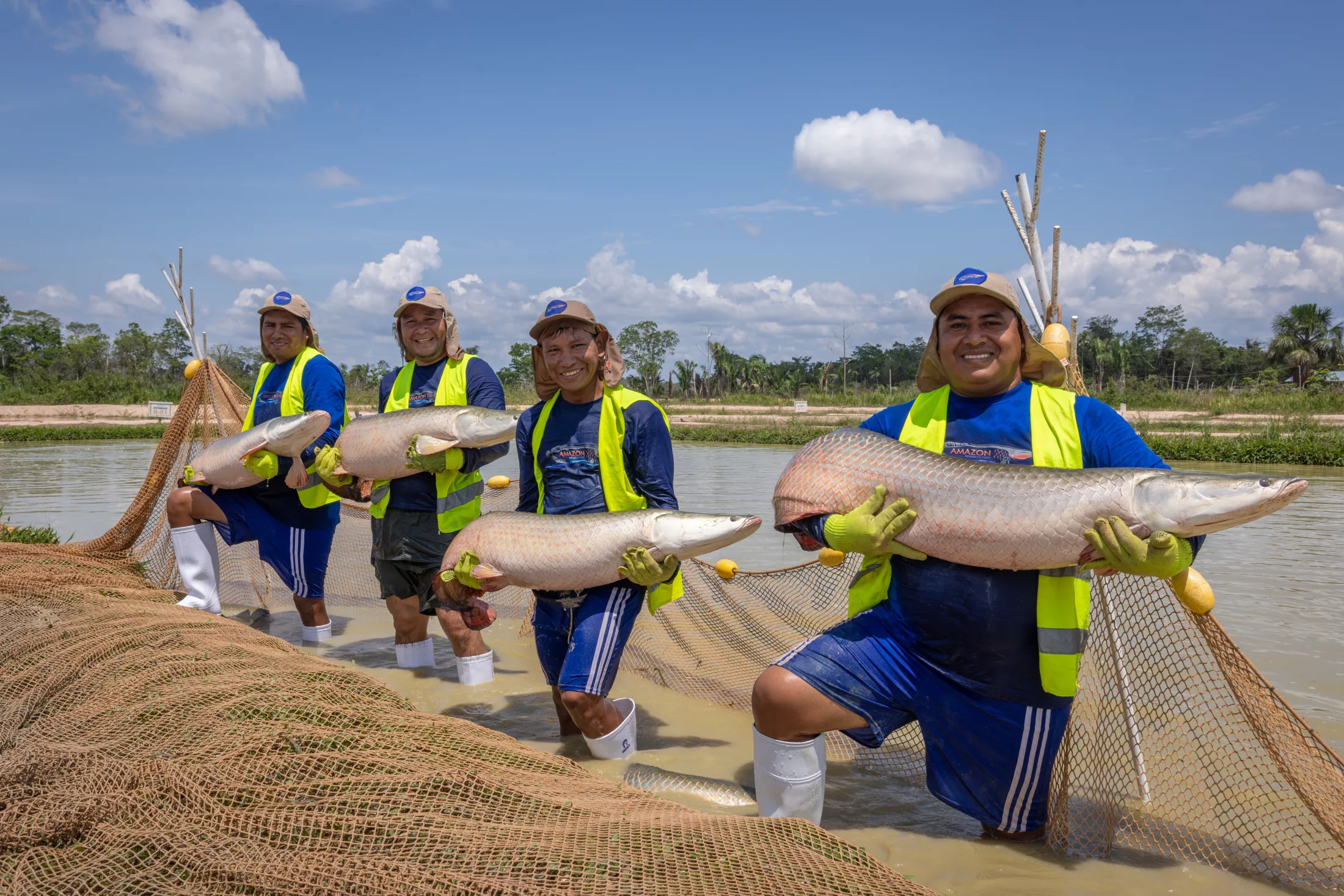 The hands that raised it. Harvest day at our ponds in the Ucayali, Peru.